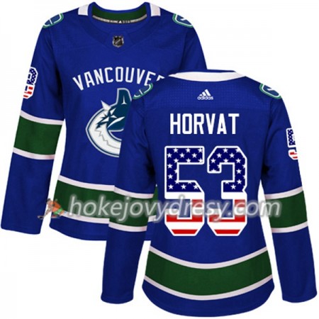 Dámské Hokejový Dres Vancouver Canucks Bo Horvat 53 2017-2018 USA Flag Fashion Modrá Adidas Authentic